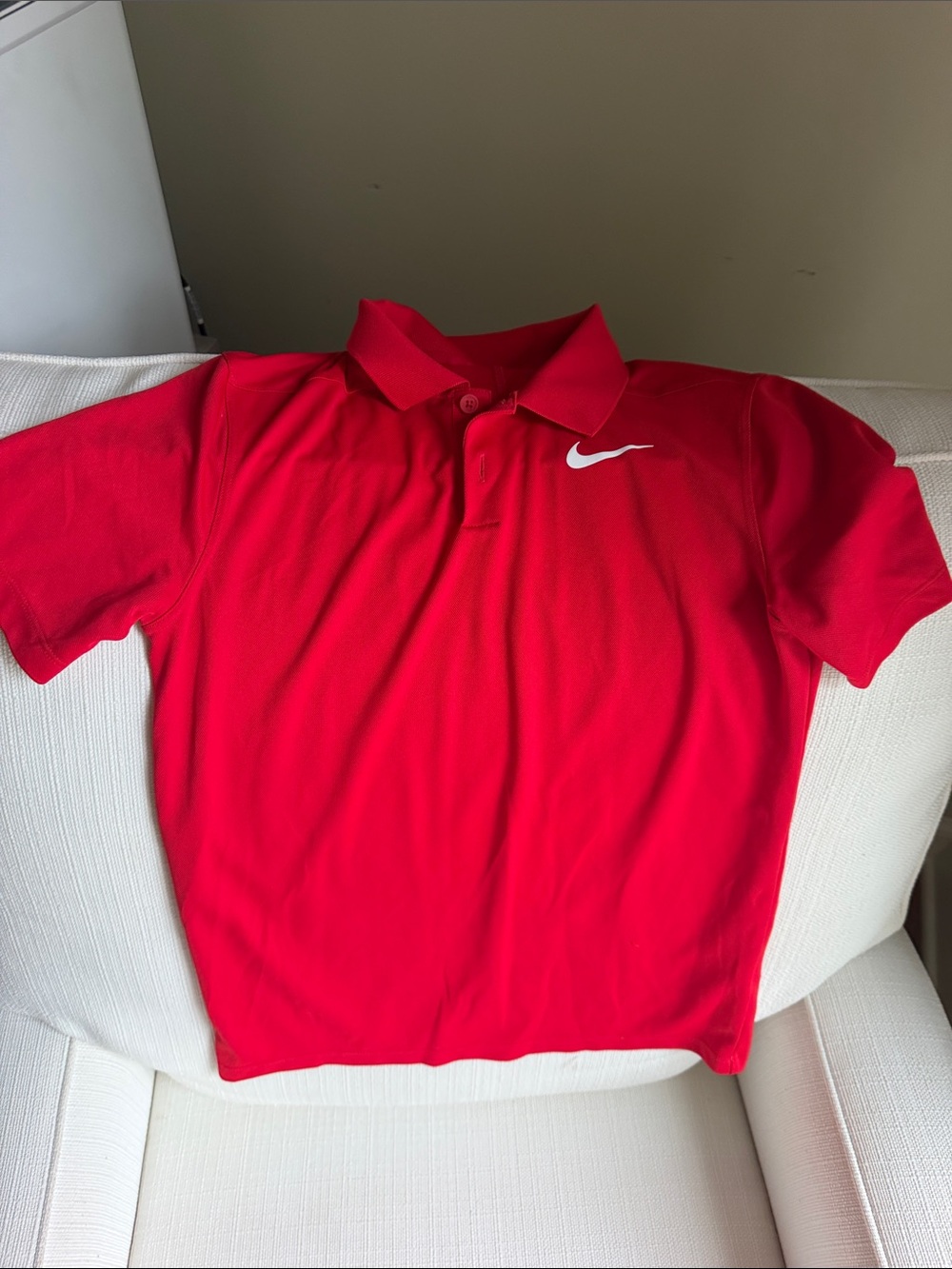 Nike Red Kids Polo with White Swoosh Logo